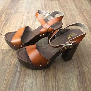 Mossimo Brown Leather Strappy Platforms